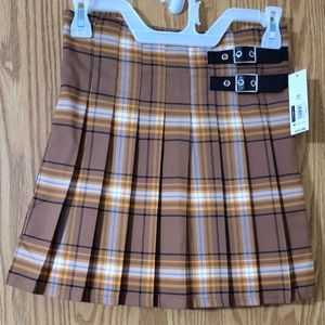 NWT Juniors No Boundaries Brown Yellow White Plaid Miniskirt Size XS 1